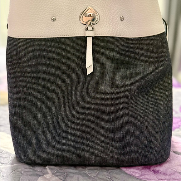 kate spade Handbags - Kate Spade Marti Denim and White Crossbody Bucket Tote